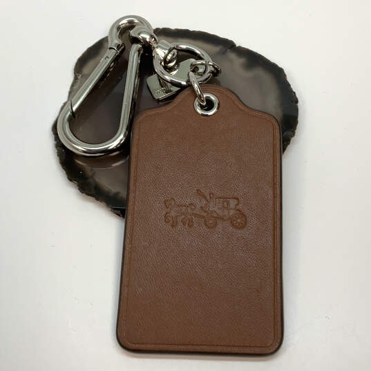 Designer Coach Silver-Tone Leather Lobster Lock Multipurpose Key Chain image number 2