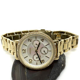 Designer Fossil Gold Tone Rhinestone Chronograph Round Dial Wristwatch