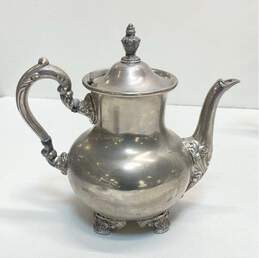 3 Silver Plate Vintage Footed / Lidded Assorted Decorative Tea Pots alternative image