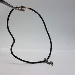 Pandora Ale Sterling Silver Leather Rope Cz Palm Tree Charm 13 Inch Choker 8g alternative image