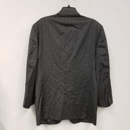 Mens Black Pinstripe Pockets Long Sleeve Collared Blazer Jacket Size Medium