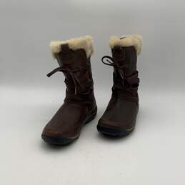 Womens Primaloft 200 Brown Leather Round Toe Fur Trim Snow Boots Size 7.5