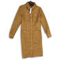 NWT Womens Brown Suede Pointed Collar Long Sleeve Overcoat Size 6 image number 1