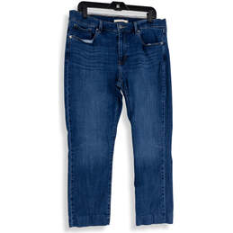 Womens Blue Denim Medium Wash 5-Pocket Design Straight Leg Jeans Size 12