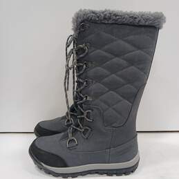 Bearpaw Isabella Gray Leather Waterproof Snow Boots Women's Size 9