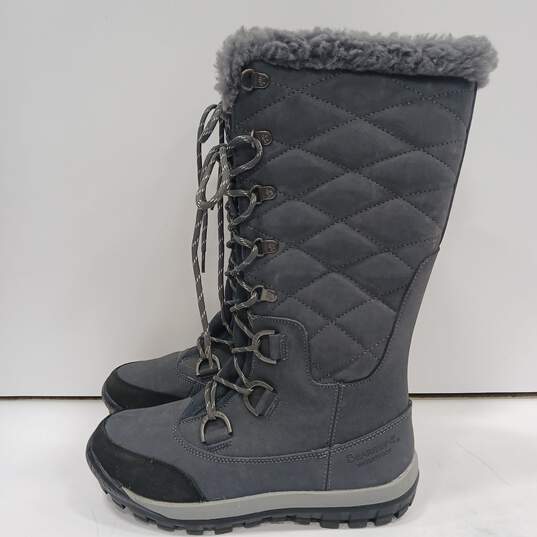 Bearpaw Isabella Gray Leather Waterproof Snow Boots Women's Size 9 image number 1