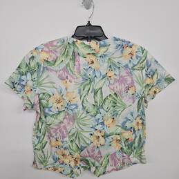 Multicolor Floral Print Button Short Sleeve Shirt alternative image