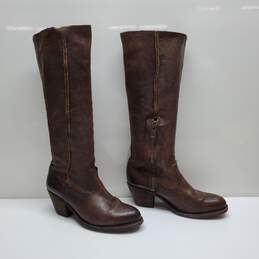 Frye Side Zipper Boots Knee High 9B Brown Leather