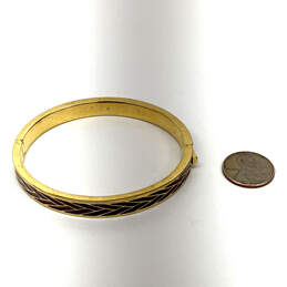Designer J. Crew Gold-Tone Herringbone Hinged Enamel Bangle Bracelet alternative image