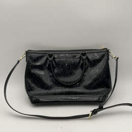 Womens Black Leather Bag Charm Double Handle Adjustable Strap Satchel Bag alternative image
