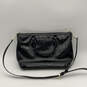 Womens Black Leather Bag Charm Double Handle Adjustable Strap Satchel Bag image number 2