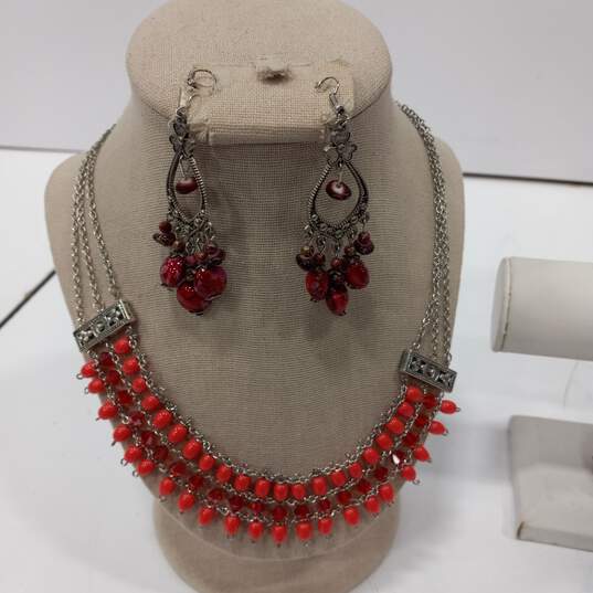 8pc. Assorted Red Costume Jewelry Collection image number 3