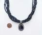 Judith Jack Designer 925 Marcasite & Black Faceted Glass Multi Strand Pendant Necklace 67.9g image number 4