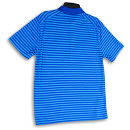 Mens Blue Striped Dri-Fit Short Sleeve Collared Golf Polo Shirt Size Medium alternative image