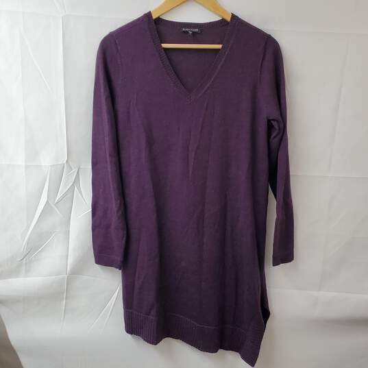 Eileen Fisher Purple Merino Wool V-Neck Pullover LS Top Shirt Women's SM image number 1