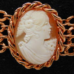 Amedeo Rose Goldtone Carved Shell Cameo Multi Chain Bracelet 36.9g alternative image