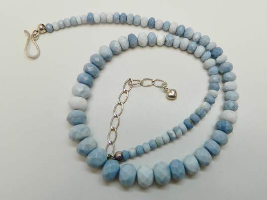 DRT Desert Rose Trading 925 Blue Lace Agate Faceted Graduated Beaded Statement Necklace 32.2g image number 2