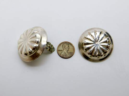 Vintage Taxco Sterling Silver Concho Clip Earrings 27.4g image number 5