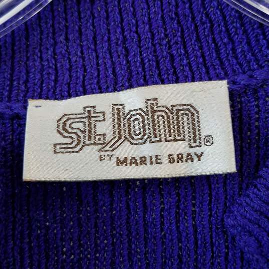 Buy the Vintage St. John Marie Gray Long Indigo Purple Wool Dress ...
