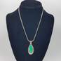 RT Sterling Silver Chrysoprase Oval PEndant 18" Necklace 17.0g image number 1