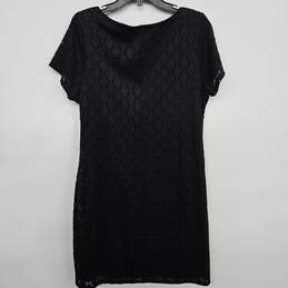 Black Short Sleeve Round Neck Lace Overlay Sheath Dress alternative image