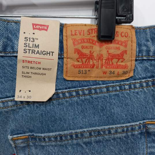Levi's Men's 513 Blue Slim Straight Jeans Size 34 x 30 NWT image number 6