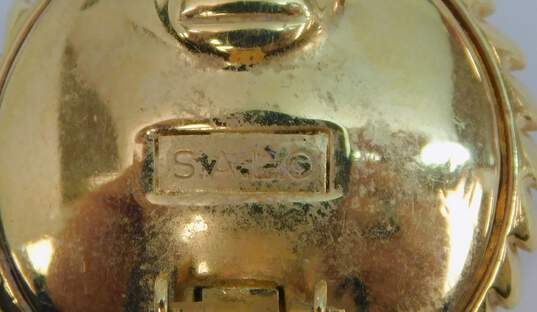 Vintage SAL Blue & White Swarovski Crystal Gold Tone Round Clip Earrings 35.8g image number 5