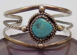 Mexican Artisan 700 Silver Turquoise Cuff Bracelet for Repair 21.1g
