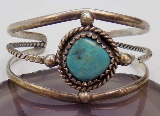 Mexican Artisan 700 Silver Turquoise Cuff Bracelet for Repair 21.1g image number 1