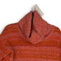 Womens Orange Striped Fringe Marled Turtle Neck Pullover Sweater Size M image number 3