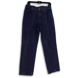 Womens Blue Denim Medium Wash Regular Fit Pockets Straight Jeans Size 8X31