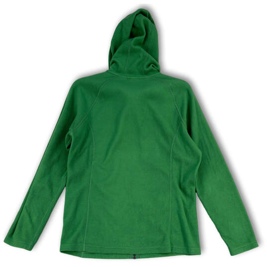 Womens Green Ruched Long Sleeve Drawstring Pockets Full-Zip Hoodie Size L image number 2
