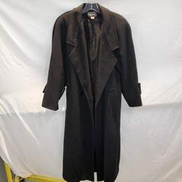 Portrait Black Pure Wool Long Overcoat Jacket No Size