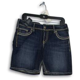 NWT Silver Jeans Co. Womens Blue Suki Mid-Rise Curvy Fit Bermuda Shorts Size 29