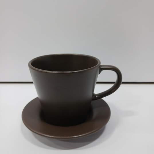 6pc Ikea Brown Cups and Saucers image number 4