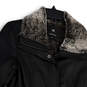 Womens Black Long Sleeve Spread Collar Pockets Full-Zip Biker Jacket Size S image number 3