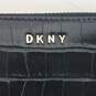 DKNY Vela Croc Embossed Small Zip Around Wallet Black image number 3