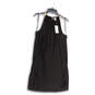 NWT Womens Black Round Neck Pleated Back Zip Shift Dress Size Large image number 1