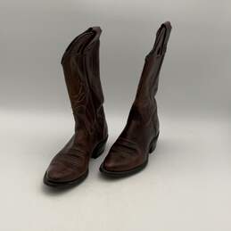 Womens Brown Leather Pointed Toe Pull-On Cowboy Western Boots Size 5.5 M