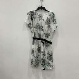 NWT Womens Green Floral Ruffle V-Neck Tie Waist Shift Dress Size Large alternative image