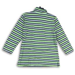 T By Talbots Womens Multicolor Striped 1/4 Zip Mock Neck Pullover Jacket Size M alternative image