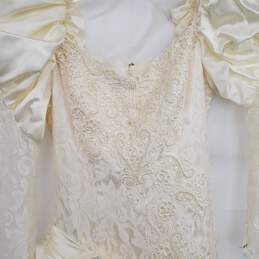 Vintage White Beaded & Lace Sleeve Drop Waist Wedding Dress alternative image