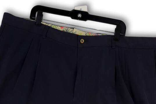 NWT Mens Black Pleated Flat Front Pockets Regular Fir Bermuda Shorts Sz 46R image number 3