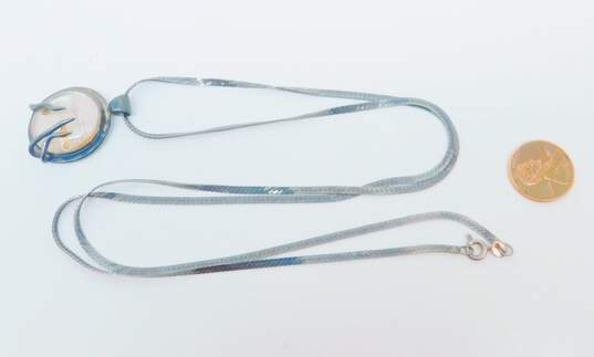 925 Sterling Silver Quartz Pendant Necklace 15.9g image number 4