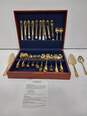 Hampton Silversmiths Gold/Silver Toned Flatware Set in Wooden Case image number 1