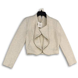 NWT Womens White Welt Pocket Long Sleeve Cropped Jacket Size Small