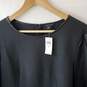 Women's Anne Taylor Black/Dark Gray Blouse with Faux Leather Sleeves Size 14 NWT image number 4
