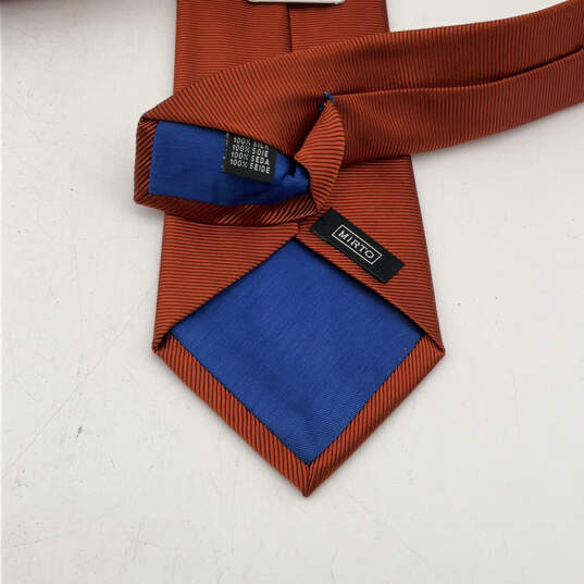 NWT Mens Orange Silk Clip-On Adjustable Classic Designer Neck Tie image number 3
