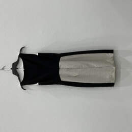 NWT Womens Black White Colorblock Sleeveless Back Zip Sheath Dress Size 00 alternative image