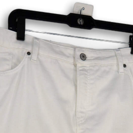 Womens White Denim Raw Hem Side Slit Pockets Straight & Pencil Skirt Sz 16 image number 3